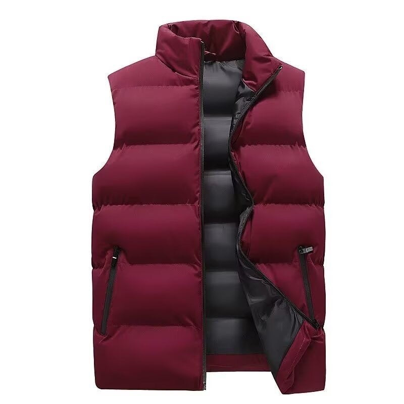 Stand Collar Slim-fit Zipper Cardigan Casual Winter Thickened Vest Jacket Cotton Waistcoat