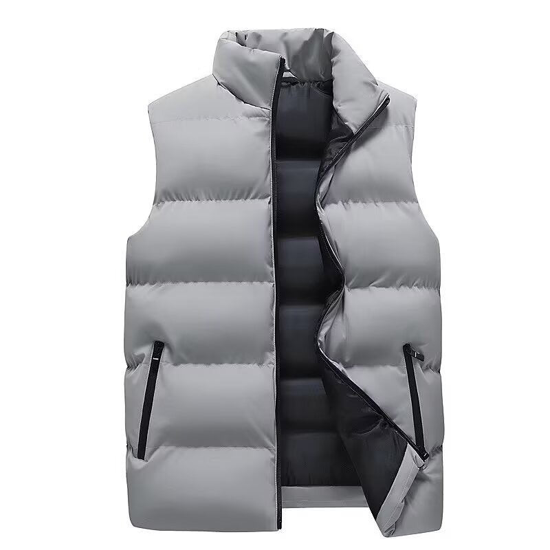 Stand Collar Slim-fit Zipper Cardigan Casual Winter Thickened Vest Jacket Cotton Waistcoat