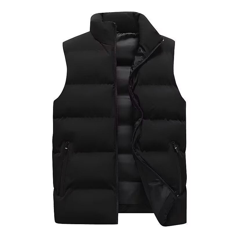 Stand Collar Slim-fit Zipper Cardigan Casual Winter Thickened Vest Jacket Cotton Waistcoat