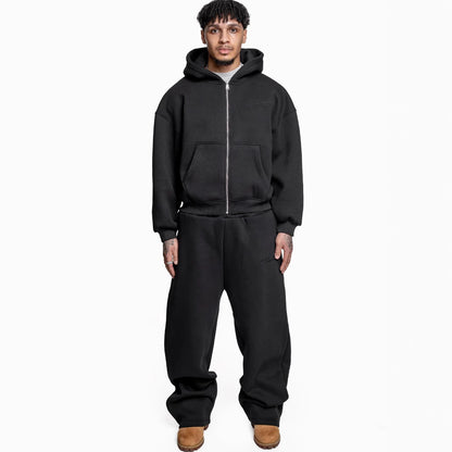 New Printed Street Fashion All-match Sweater Loose Straight Trousers Suit