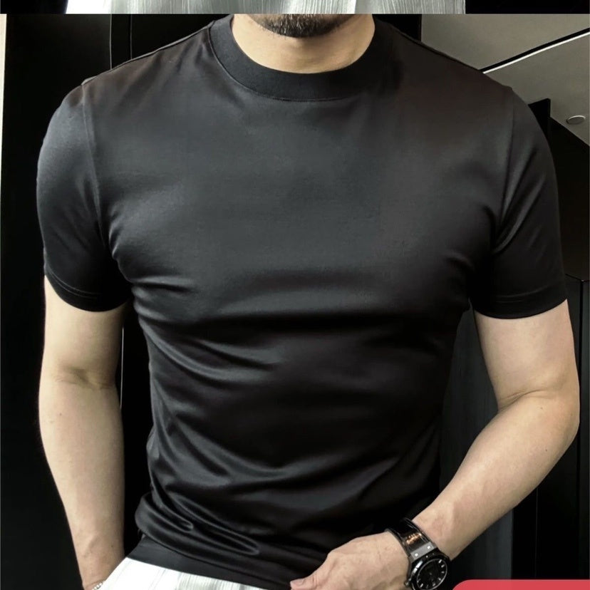 Ice Silk Soft Breathable Round Neck Short Sleeve T-shirt