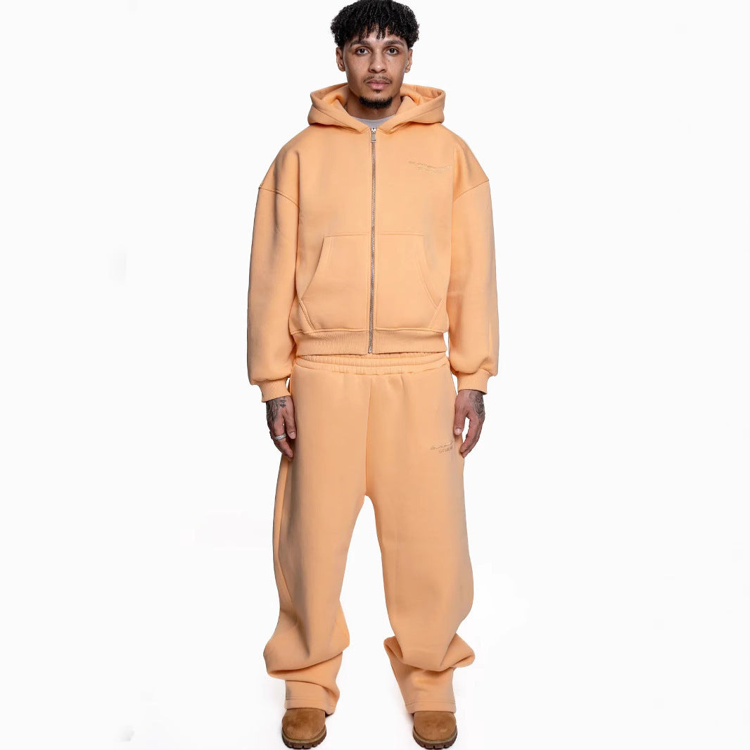 New Printed Street Fashion All-match Sweater Loose Straight Trousers Suit