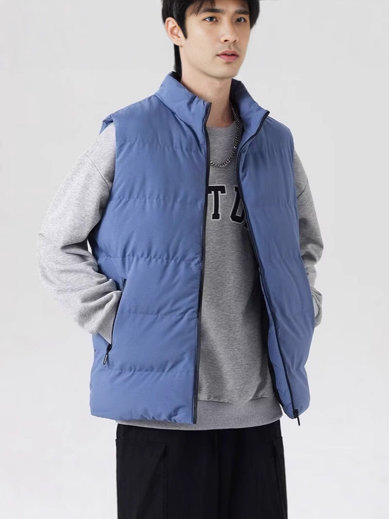 Stand Collar Slim-fit Zipper Cardigan Casual Winter Thickened Vest Jacket Cotton Waistcoat