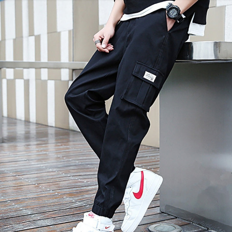 Fashionable All-match Multi-pocket Feet Harem Trousers